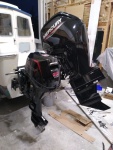 Garelick Heavy Duty outboard bracket. 9.9 kicker, remote controlled.