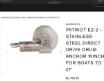 E-Z Anchor Patriot 2 Drum Anchor winch