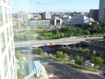 Ottawa skyline with the C-Dories tied up on the wall 