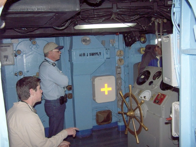 (Sneaks) Dora Jean's skipper Steve on the USS Midway looking like he fit.