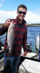 Dalton with a pink, 60' down on a white hootchie at Eagle pt, San Juan Island