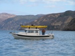 Jeff and his boat off Santa Cruz Island