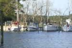 View of Sea Baby at Point Marina Whortonsville berth from across Coffee Creek (16DEC09)
