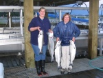 Beth (right) and her sister Martha with a few nice Valdez cohos