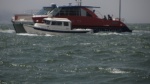 Another C-Dory during the Americas Cup looking close to the boundary lines....