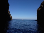 Painted Caves on Santa Cruz Islanding looking out from inside