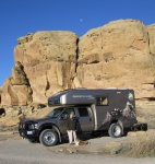 (Chaco Canyon, New Mexico) Off highway capable RV built by EarthRoamer.com on Ford F550 Chassis.