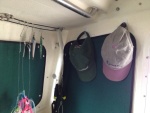 Hat hooks and halibut rig holder. 