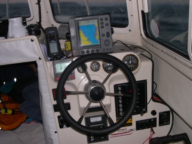 Sea Shift helm during night time cruise. 8/06