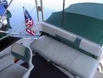 Setee behind helm. Fabric is in excellent shape due to being under covered berth and bimini cover for all its life.