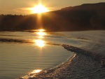 Sunrise on the wake, October morning, Sequim Bay -- alone. The Morning Star.