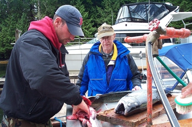 Son and Dad on Dads' last fishing trip.