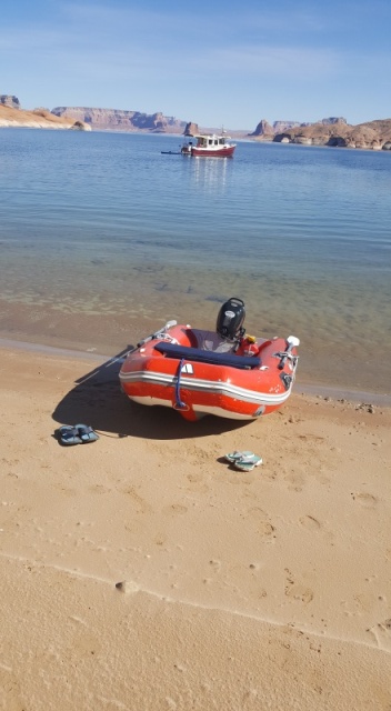 Lake Powell with our R25SC Tug Sequoia, 2018, we painted the Achilles, but we ended up really disliking it, the inflating floor and keel made it too heavy and the floor collected a lot of sand and debris.