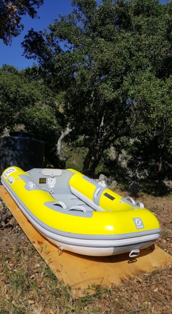 Our new lightweight  Zodiac, we just painted it with bouy-coat for uv protection and visibility, this time we are trying yellow.