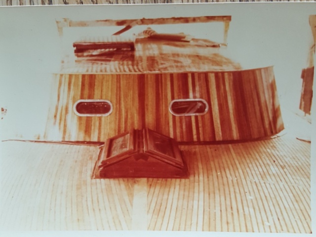 The laid deck and mahogany coach roof on the Roberts 45 we built in Australia when I was 24, live and learn never do laid decks. (Leaks & maintenance)