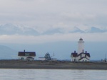 Dungeness Spit Lighthouse with Olympic Mountian backdrop