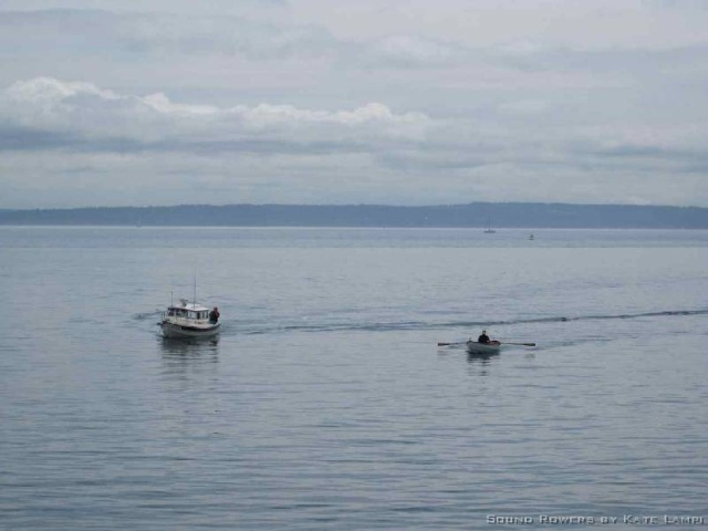 SleepyC ushering in the last rower of the PT Open Water rowing races, 2011.