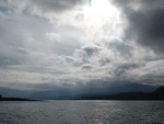 Weather   or Not.  And we have some!  Looking back into Sequim Bay, returning from Protection Island.