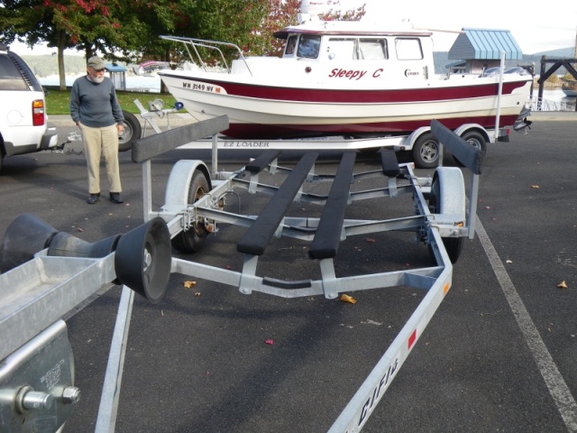 Ready to switch, SleepyC to our own trailer after bunk rebuild, and boat had been sitting on Paul's (JC Lately)Trailer for the 2 week project. 