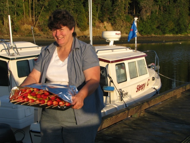 Breakfast Fruit KaBobs for C-Brats CBGT at Sequim Bay State Park.