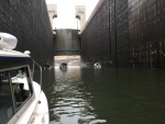 Exiting the Lower Monumental Lock. Notice how they lift the gate.