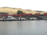 Another view docked at Port of Arlington, with the train in the background. It\'ll be a noisy night...