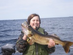 My boy Ben with a 9lb Walleye, now thats a Marble eye!