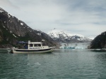 JoLee & the Hunkydory in front of Dawes Glacier at the head of Endicott Arm of Holkum Bay