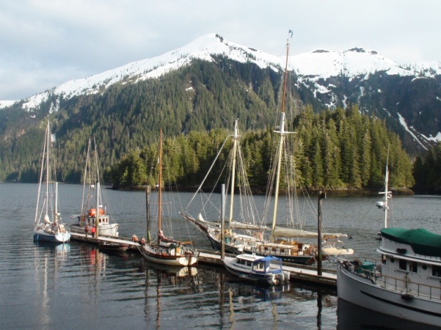 With the sailboat fleet at Warm Springs Bay dock