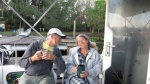 Cliff and Betty enjoy some fresh pressed Columbian coffee