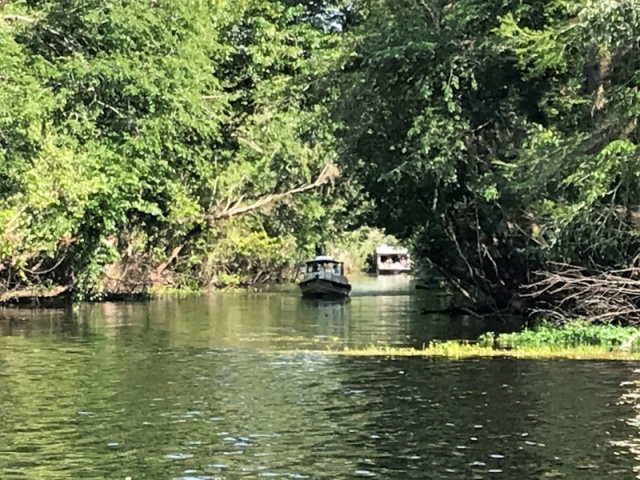 Bowhouse coming out the cut, with a houseboat that followed in behind.  Condsidering the size of the cut, the houseboat was pretty brave following us through!