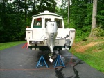 Removing the trailer; jack stands in place
