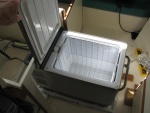 Freezer and platform pulled out and top open