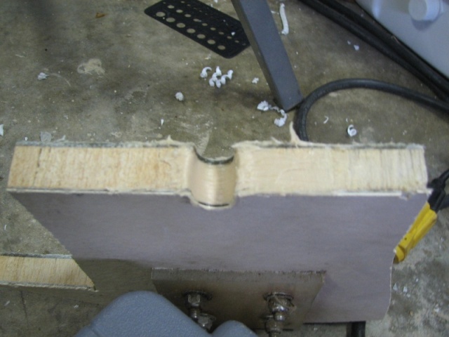undercut and edges of hole filled with epoxy filler