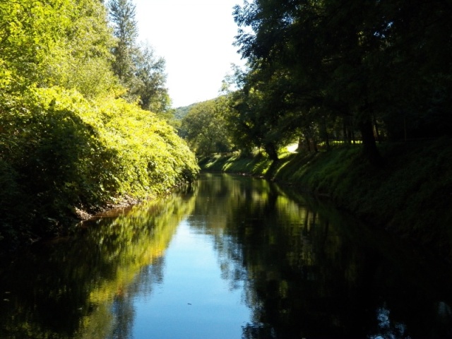 Some of the approaches to a lock required travelling through a scenic canal or backwater.