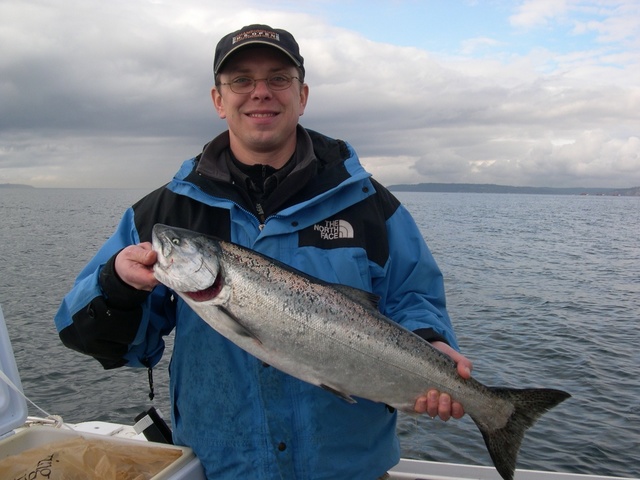 One of two blackmouth caught trolling at Point No Point by my buddy Greg on February 28, 2004. 