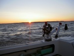 Lake MI sunrise taken while fishing from Not For Hire.