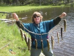 Happy Marcia with a morning's catch!