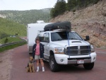 Marcia, Boomer and the Beast. And a lot more bugs than when we left home.