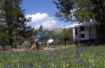 Idyllic mountain campsite.