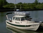 Valkyrie / Middle Bass Island, Lake Erie.  The Honda 2 HP is under the inflatable, tied to the handrails.