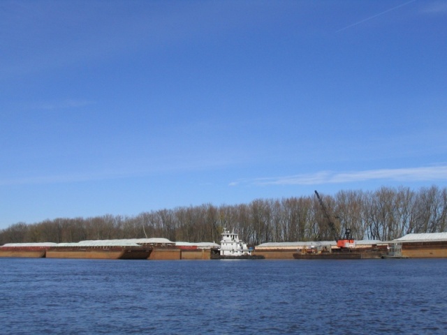 (Viewfinder) Barges tied up to shore late in the year
