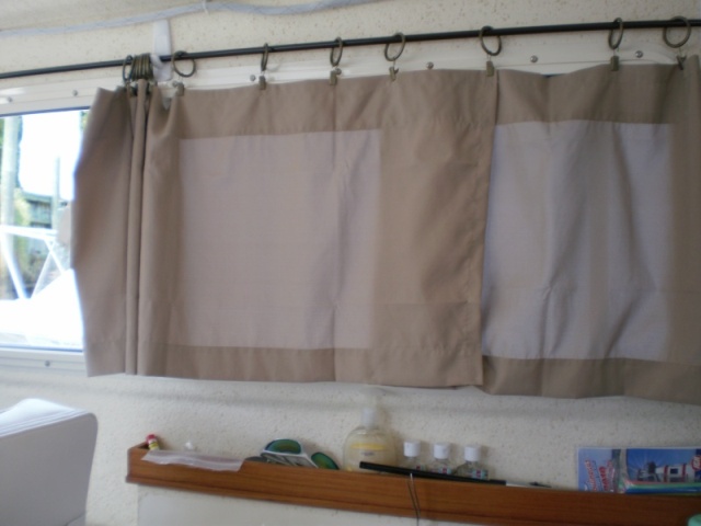 Quick fix for curtains (valences & rods from Wal Mart) till something better comes along