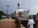 Sawyer looking at the Coast Guard Diligence.