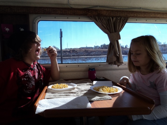 Kids enjoying making popcorn while underway