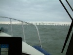 Through the windshield in the rain and wind-driven chop (nice and dry!)