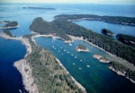 An aerial shot from the screen of the E-80 - how cool is that feature!  Showing one of the coves on Sucia Island