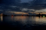 Heading to our swingbridge with the day's first light just beginning to show