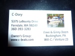 The old version of cards we used to hand out to people interested in the C-Dory line of boats.We should have added the website address,but they can get through the c-Brat website which is listed