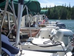 rafted up in Duck Cove Isle de Haute,Maine Penobscot Bay August 2010 .Alma's Only,Will-C,Cresent Girl,Island Trade,Hunky Dory(Rick)and Widget